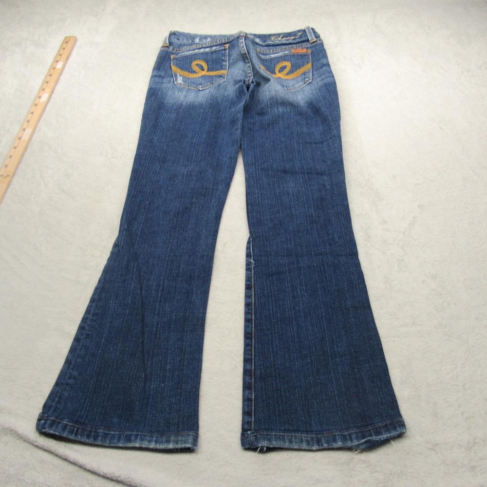 Seven 7 Jeans Womens 26 Medium Wash Denim Low Rise Bootcut Fade Whisker 27x28 - Picture 3 of 13